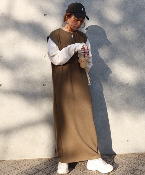 CREDONA（クレドナ）の「ワッフルコンビノースリOP（ワンピース・レディース・ベージュ/カーキ・FREE）」の22枚目の写真