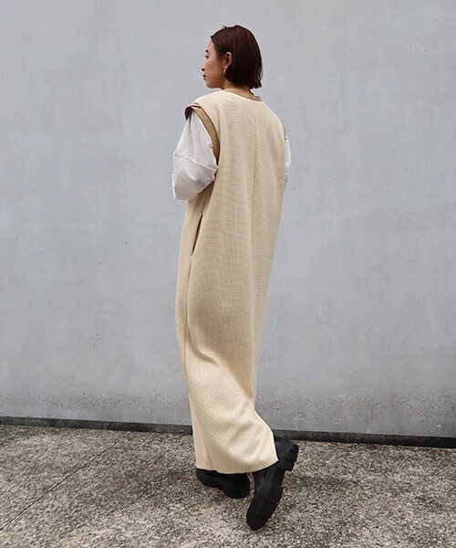 CREDONA（クレドナ）の「ワッフルコンビノースリOP（ワンピース・レディース・ベージュ/カーキ・FREE）」の11枚目の写真