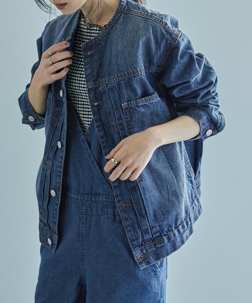 ジャスグリッティー　新作新品！　ノーカラーデニムジャケット ジャスグリッティー 新作新品！ ノーカラーデニムジャケット