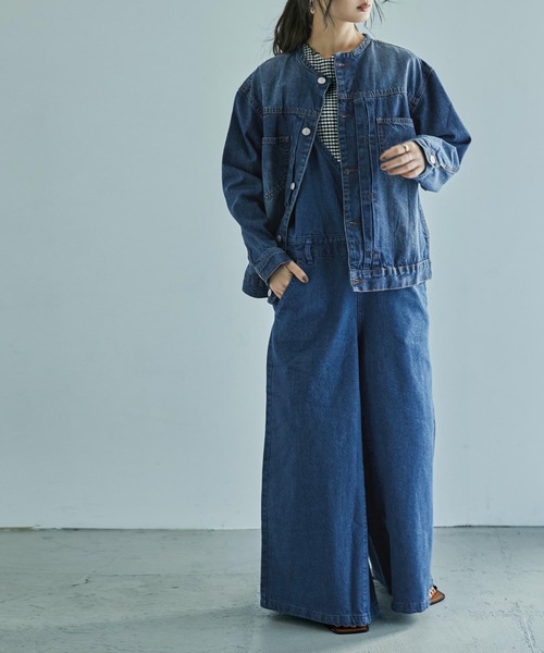 ノーカラーデニムジャケット（デニムジャケット）｜Fashion
