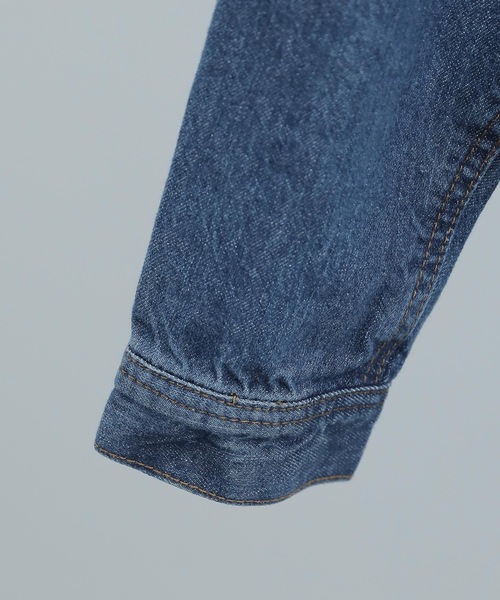 Fashion Letter（ファッションレター）の「ノーカラーデニムジャケット（デニムジャケット・レディース・ネイビー/ブルー・LL/3L/4L/L/M）」の12枚目の写真