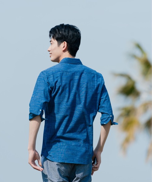 Blue Standard (ブルースタンダード)の「【BLUE STANDARD/ブルースタンダード】柔らかな肌触り フレンチリネンミックス 刷毛目 7分袖シャツ(シャツ/ブラウス・メンズ・ホワイト/グレー/ターコイズブルー/ブルー・MEDIUM/LARGE/X-LARGE)」の12枚目の写真