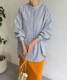 DouDou | パールボタンストライプシャツ(シャツ/ブラウス)