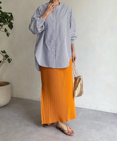 DouDou（ドゥドゥ）の「パールボタンストライプシャツ（シャツ/ブラウス・レディース・ネイビー/ピンク・FREE）」の18枚目の写真