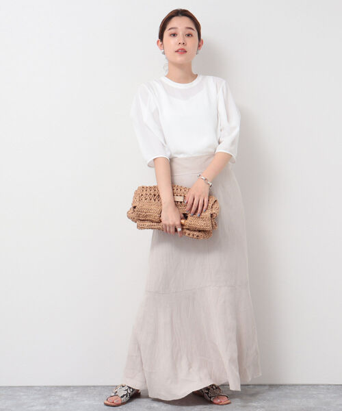 NOLLEY’S(ノーリーズ)の「◇【WEB限定】2WAYジョーゼット肩タックブラウス(シャツ/ブラウス・レディース・オフホワイト/チャコールグレー/ブルー/イエロー・FREE)」の8枚目の写真