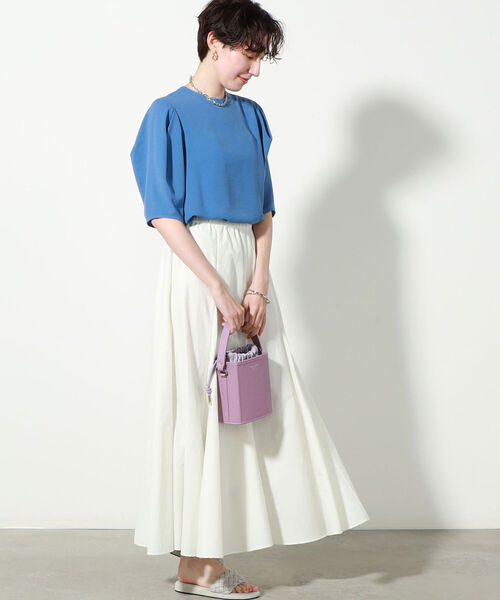 NOLLEY’S(ノーリーズ)の「◇【WEB限定】2WAYジョーゼット肩タックブラウス(シャツ/ブラウス・レディース・オフホワイト/チャコールグレー/ブルー/イエロー・FREE)」の10枚目の写真