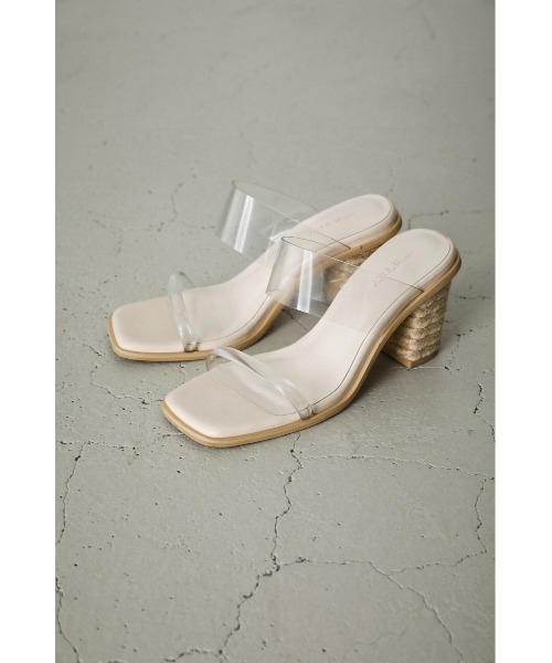 AZUL by moussy(アズールバイマウジー)の「JUTE HEEL CLEAR SANDALS/ジュートヒールクリアサンダル(サンダル・レディース・ブラック/ベージュ・SMALL/MEDIUM/LARGE)」の2枚目の写真