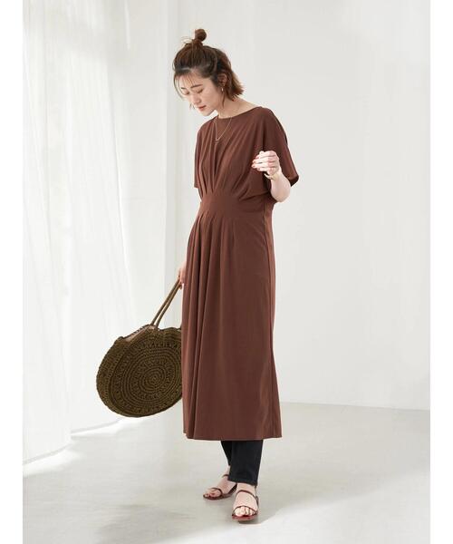 earth music&ecology（アースミュージックアンドエコロジー）の「ウエストタックワンピース（ワンピース・レディース・ダークブラウン/オリーブ・FREE）」の10枚目の写真