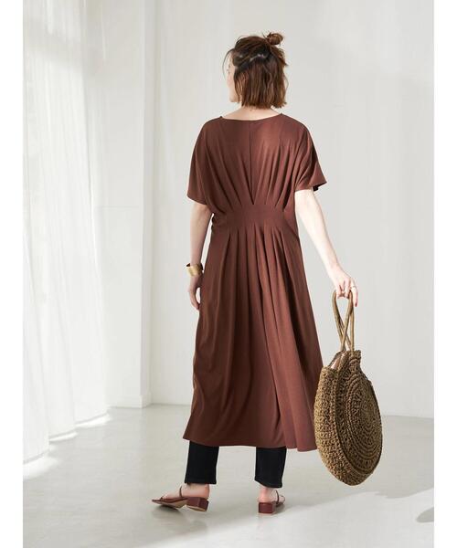 earth music&ecology（アースミュージックアンドエコロジー）の「ウエストタックワンピース（ワンピース・レディース・ダークブラウン/オリーブ・FREE）」の12枚目の写真