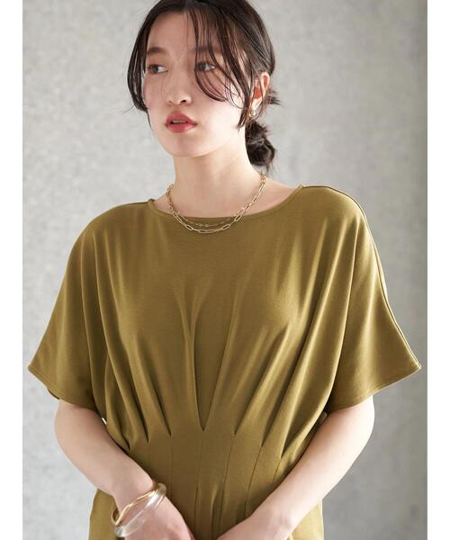 earth music&ecology（アースミュージックアンドエコロジー）の「ウエストタックワンピース（ワンピース・レディース・ダークブラウン/オリーブ・FREE）」の13枚目の写真