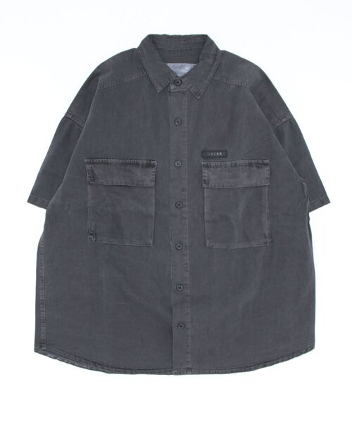 VIBGYOR（ヴィブジョー）の「【Re:one】「OVERR」 LABEL CHARCOAL COTTON SHORTS(MA)（シャツ/ブラウス・メンズ・チャコールグレー/ベージュ・FREE）」の2枚目の写真