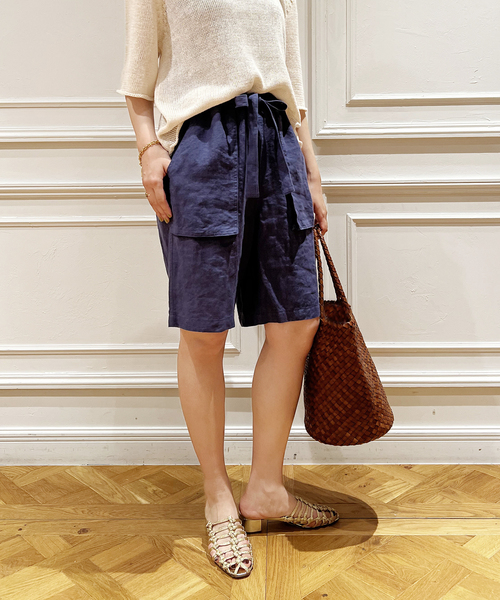 IENA LA BOUCLE(イエナラブークル)の「IENA LA BOUCLE リネンキャンバスイージーショーツ(その他パンツ・レディース・カーキ/ネイビー・36/38)」の2枚目の写真