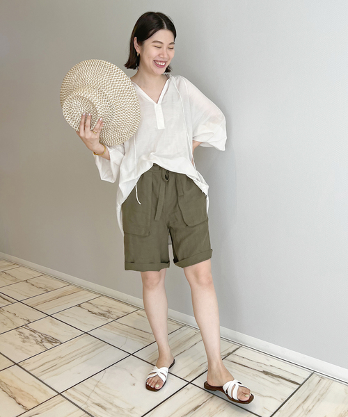 IENA LA BOUCLE(イエナラブークル)の「IENA LA BOUCLE リネンキャンバスイージーショーツ(その他パンツ・レディース・カーキ/ネイビー・36/38)」の17枚目の写真