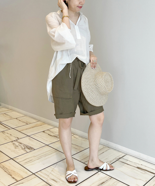 IENA LA BOUCLE(イエナラブークル)の「IENA LA BOUCLE リネンキャンバスイージーショーツ(その他パンツ・レディース・カーキ/ネイビー・36/38)」の21枚目の写真