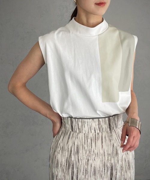 &g'aime（アンジェム）の「【&g’aime】ラインプリントTシャツ（Tシャツ/カットソー・レディース・ホワイト/ブラック・FREE）」の2枚目の写真