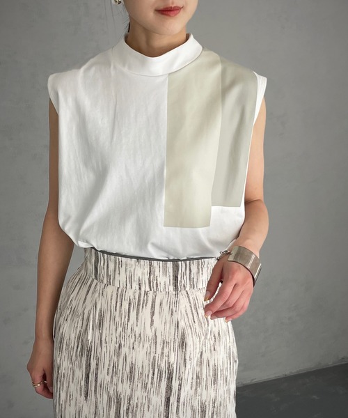 &g'aime（アンジェム）の「【&g’aime】ラインプリントTシャツ（Tシャツ/カットソー・レディース・ホワイト/ブラック・FREE）」の3枚目の写真