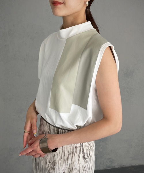 &g'aime（アンジェム）の「【&g’aime】ラインプリントTシャツ（Tシャツ/カットソー・レディース・ホワイト/ブラック・FREE）」の6枚目の写真