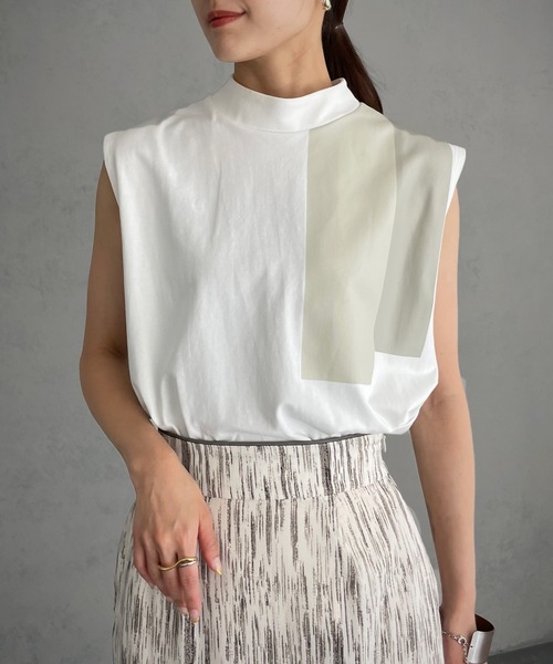 &g'aime（アンジェム）の「【&g’aime】ラインプリントTシャツ（Tシャツ/カットソー・レディース・ホワイト/ブラック・FREE）」の5枚目の写真