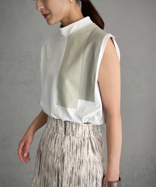 &g'aime（アンジェム）の「【&g’aime】ラインプリントTシャツ（Tシャツ/カットソー・レディース・ホワイト/ブラック・FREE）」の7枚目の写真