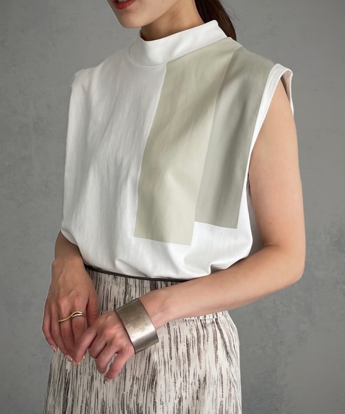 &g'aime（アンジェム）の「【&g’aime】ラインプリントTシャツ（Tシャツ/カットソー・レディース・ホワイト/ブラック・FREE）」の8枚目の写真