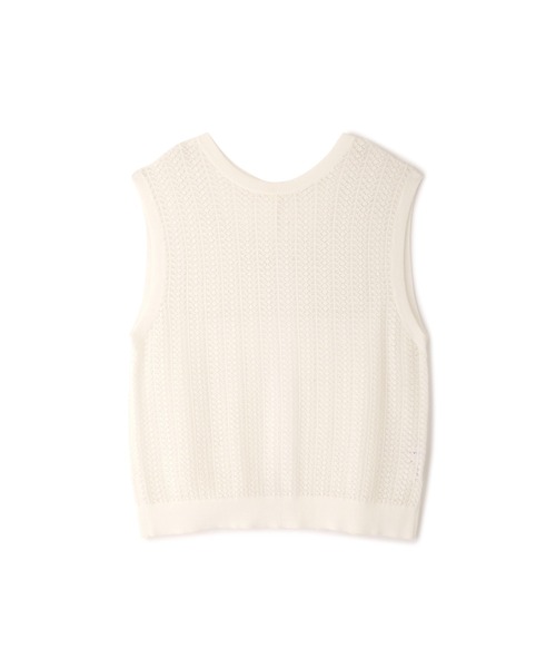 human woman（ヒューマンウーマン）の「◆透かし柄２ＷＡＹニット（ニット/セーター・レディース・ホワイト/ネイビー・MEDIUM）」の4枚目の写真