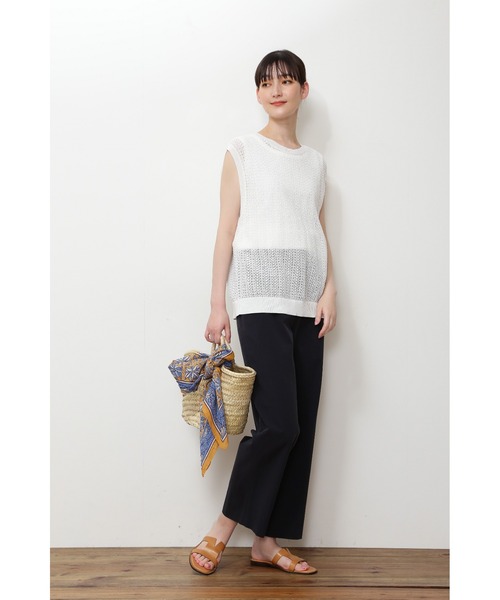 human woman（ヒューマンウーマン）の「◆透かし柄２ＷＡＹニット（ニット/セーター・レディース・ホワイト/ネイビー・MEDIUM）」の15枚目の写真