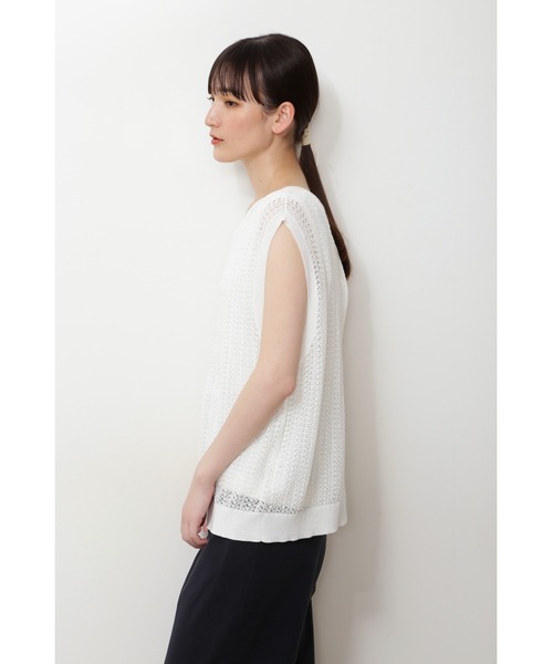 human woman（ヒューマンウーマン）の「◆透かし柄２ＷＡＹニット（ニット/セーター・レディース・ホワイト/ネイビー・MEDIUM）」の7枚目の写真