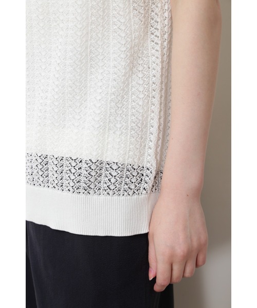 human woman（ヒューマンウーマン）の「◆透かし柄２ＷＡＹニット（ニット/セーター・レディース・ホワイト/ネイビー・MEDIUM）」の13枚目の写真