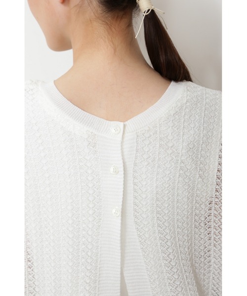 human woman（ヒューマンウーマン）の「◆透かし柄２ＷＡＹニット（ニット/セーター・レディース・ホワイト/ネイビー・MEDIUM）」の20枚目の写真