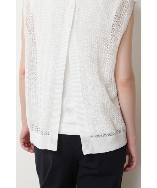 human woman（ヒューマンウーマン）の「◆透かし柄２ＷＡＹニット（ニット/セーター・レディース・ホワイト/ネイビー・MEDIUM）」の3枚目の写真