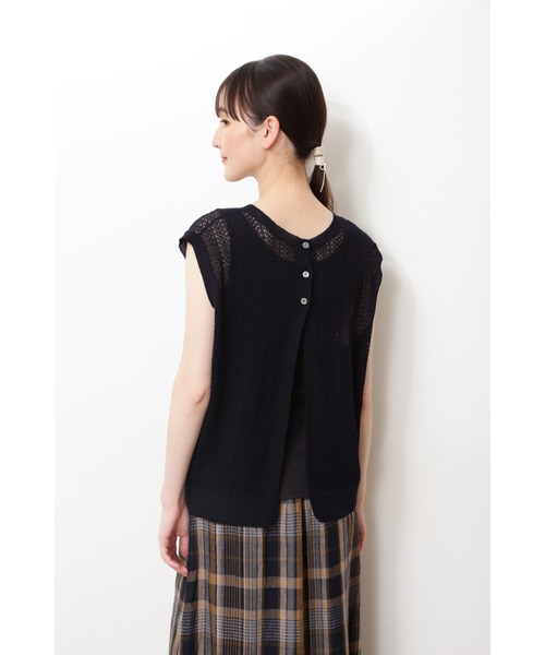 human woman（ヒューマンウーマン）の「◆透かし柄２ＷＡＹニット（ニット/セーター・レディース・ホワイト/ネイビー・MEDIUM）」の19枚目の写真