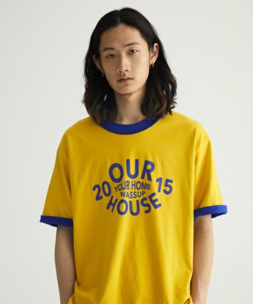 A'GEM9(エージェムナイン)の「A'GEM/9 × .kom『WASSUP/ワズアップ』Our House Tee/アワーハウス リバーシブルカラー グラフィック 半袖 Tシャツ(Tシャツ/カットソー・メンズ・ブルー/ブラウン・L/XL)」の9枚目の写真