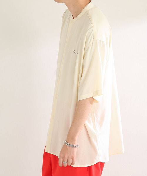 SENSE OF PLACE by URBAN RESEARCH（センスオブプレイスバイアーバンリサーチ）の「シシュウバンドカラーシャツ（シャツ/ブラウス・メンズ・アイボリー/ブラック/ミント/ブルー・MEDIUM/LARGE）」の8枚目の写真