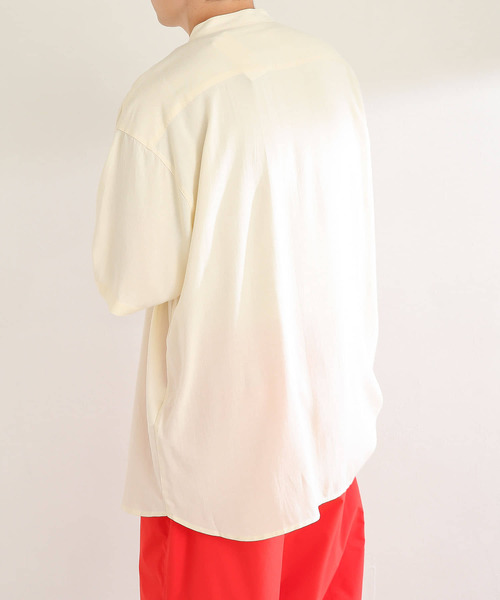 SENSE OF PLACE by URBAN RESEARCH（センスオブプレイスバイアーバンリサーチ）の「シシュウバンドカラーシャツ（シャツ/ブラウス・メンズ・アイボリー/ブラック/ミント/ブルー・MEDIUM/LARGE）」の7枚目の写真