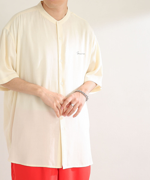 SENSE OF PLACE by URBAN RESEARCH（センスオブプレイスバイアーバンリサーチ）の「シシュウバンドカラーシャツ（シャツ/ブラウス・メンズ・アイボリー/ブラック/ミント/ブルー・MEDIUM/LARGE）」の5枚目の写真