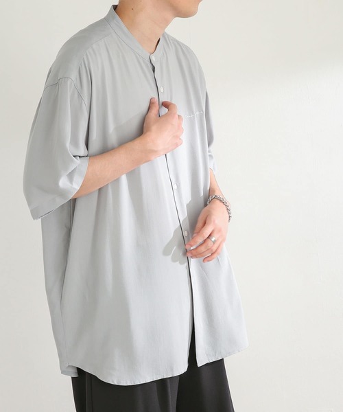 SENSE OF PLACE by URBAN RESEARCH（センスオブプレイスバイアーバンリサーチ）の「シシュウバンドカラーシャツ（シャツ/ブラウス・メンズ・アイボリー/ブラック/ミント/ブルー・MEDIUM/LARGE）」の15枚目の写真