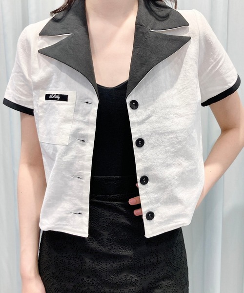 lilLilly（リルリリー）の「リネンシャツジャケット（シャツ/ブラウス・レディース・ホワイト/ブラック/ピンク・FREE）」の5枚目の写真