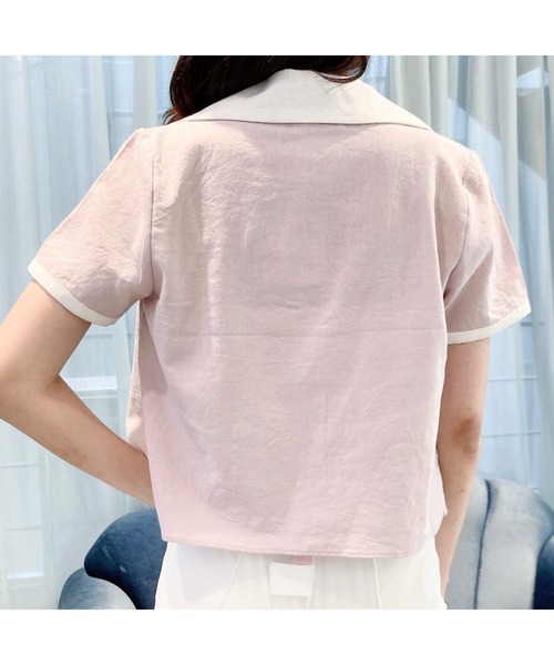 lilLilly（リルリリー）の「リネンシャツジャケット（シャツ/ブラウス・レディース・ホワイト/ブラック/ピンク・FREE）」の8枚目の写真