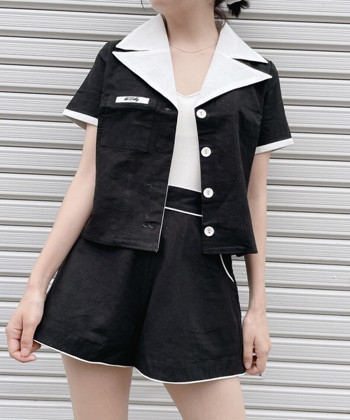 lilLilly（リルリリー）の「リネンシャツジャケット（シャツ/ブラウス・レディース・ホワイト/ブラック/ピンク・FREE）」の20枚目の写真