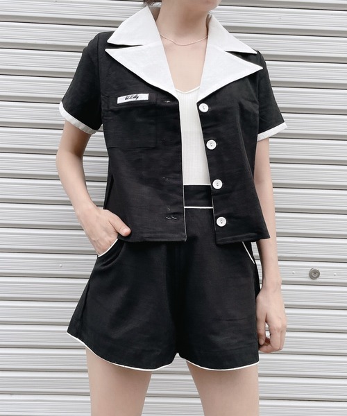 lilLilly（リルリリー）の「リネンシャツジャケット（シャツ/ブラウス・レディース・ホワイト/ブラック/ピンク・FREE）」の21枚目の写真