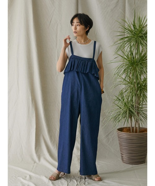 AMERICAN HOLIC(アメリカンホリック)の「デニムフリルサロペット(サロペット/オーバーオール・レディース・インディゴブルー・M/L)」の3枚目の写真