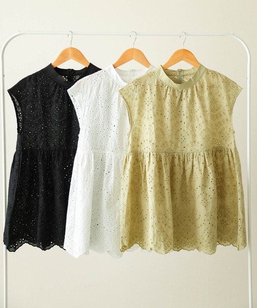 SUGAR BISKET(シュガービスケット)の「カットワークレースブラウス(Tシャツ/カットソー・レディース・ホワイト/グリーン/ブラック・FREE)」の13枚目の写真