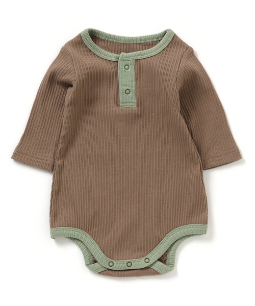 Ampersand（アンパサンド）の「premier リブロンパース（ロンパース・キッズ・ピンク/アイボリー/ブラウン・70/60/80）」の3枚目の写真