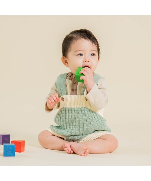 Ampersand（アンパサンド）の「premier リブロンパース（ロンパース・キッズ・ピンク/アイボリー/ブラウン・70/60/80）」の5枚目の写真