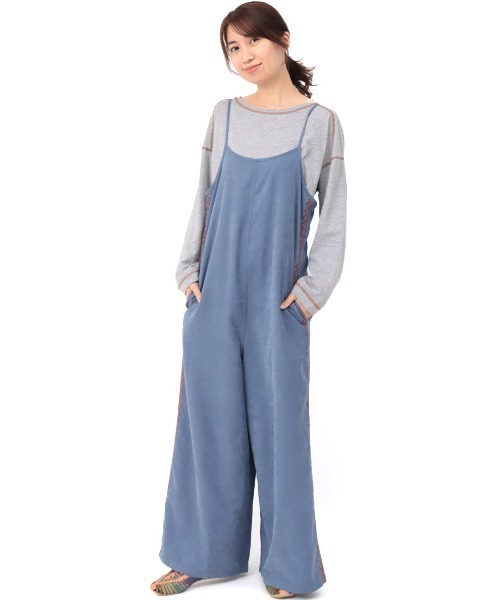 チチカカ(チチカカ)の「ピーチスキンサロペットパンツ(サロペット/オーバーオール・レディース・グリーン/ライトグレー/ネイビー・FREE)」の11枚目の写真