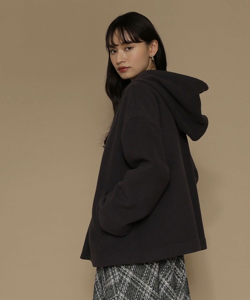 美品　ナエ　na.e　レディース　フーディーハーフコート　F　ブラック NATURAL BEAUTY BASIC（ナチュラルビューティーベーシック）の