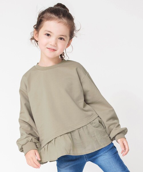 BRANSHES（ブランシェス）の「【WEB限定】裾フリルトレーナー（スウェット・キッズ・チャコールグレー/ベージュ・100/110/120/130/140/150）」の9枚目の写真