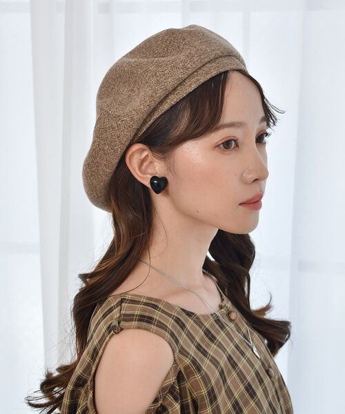 casita(RETRO GIRL)（カシータ）の「ツイードベレー（ハンチング/ベレー帽・レディース・ブラック/ベージュ・ONE SIZE）」の2枚目の写真