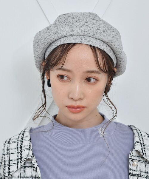 casita(RETRO GIRL)（カシータ）の「ツイードベレー（ハンチング/ベレー帽・レディース・ブラック/ベージュ・ONE SIZE）」の3枚目の写真