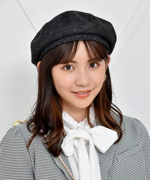 casita(RETRO GIRL)（カシータ）の「ツイードベレー（ハンチング/ベレー帽・レディース・ブラック/ベージュ・ONE SIZE）」の9枚目の写真